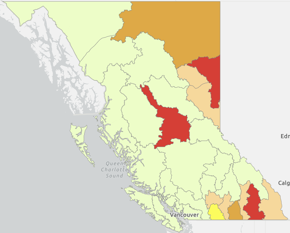 Drought map of BC